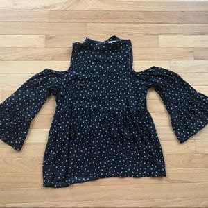 cold-shoulder navy top